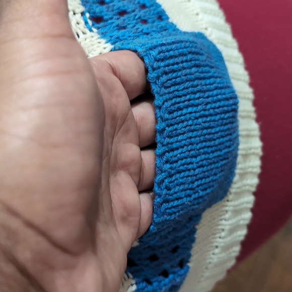 RD Style| Blue And White Striped Knit Crew Neck Sweater - Picture 6 of 12